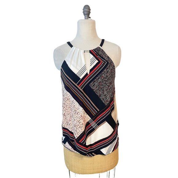 White House Black Market Printed Layer Halter Top Medium - Picture 1 of 4